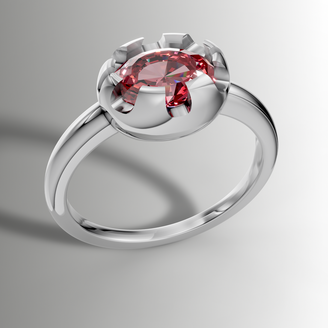 Victorian Inspired Belcher Ring for an Oval Stone