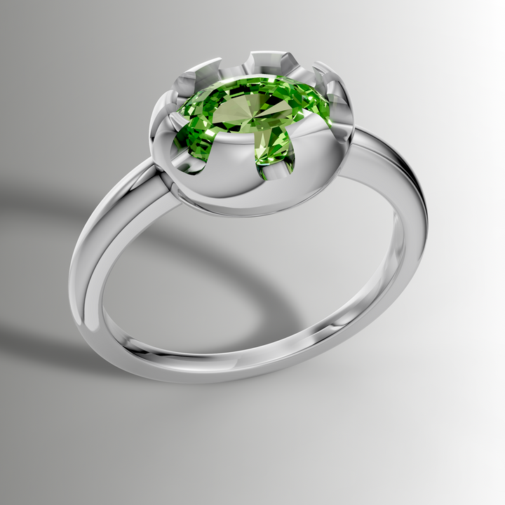 Victorian Inspired Belcher Ring for an Oval Stone