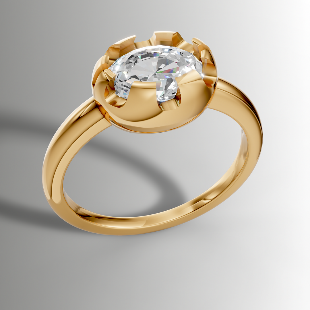Victorian Inspired Belcher Ring for an Oval Stone
