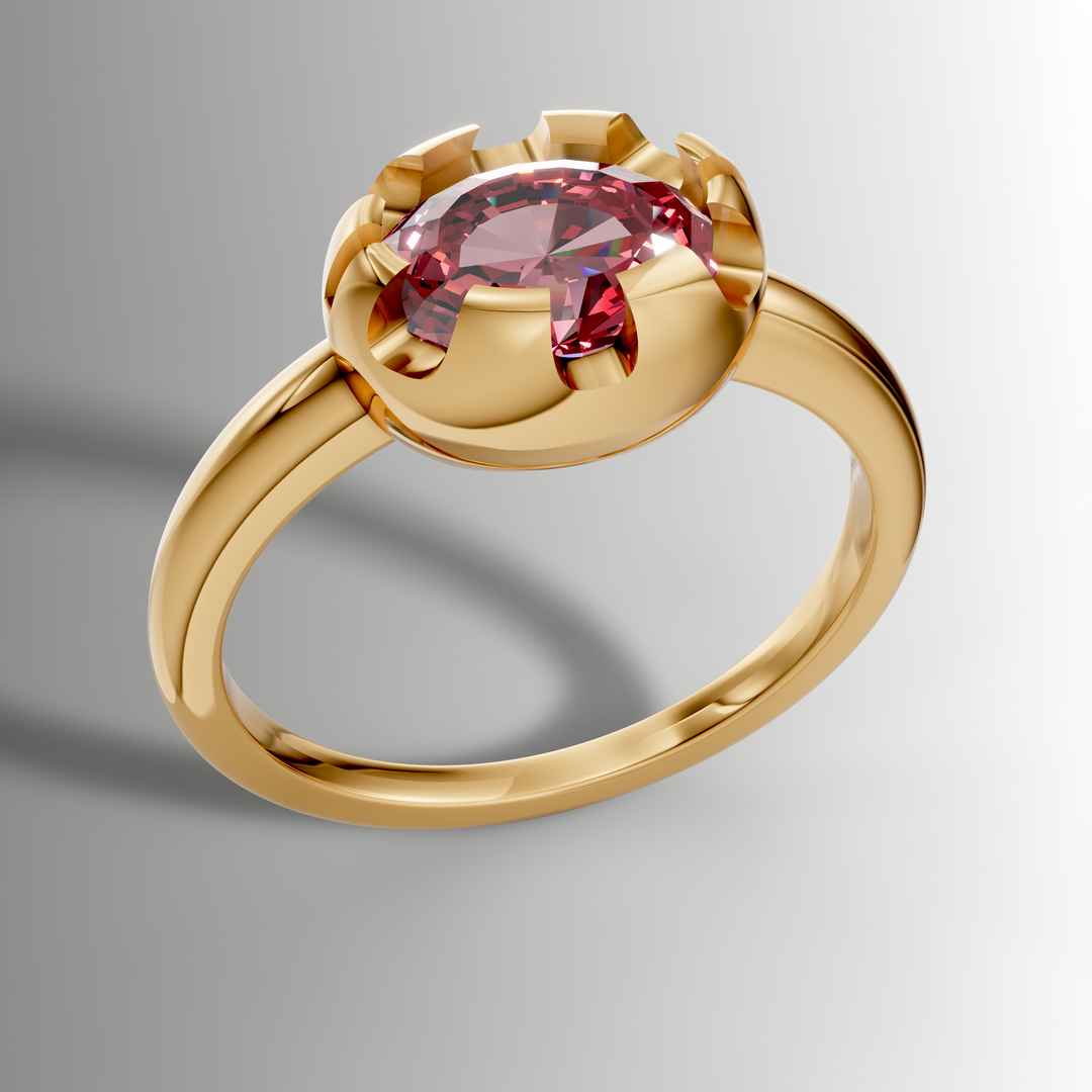 Victorian Inspired Belcher Ring for an Oval Stone