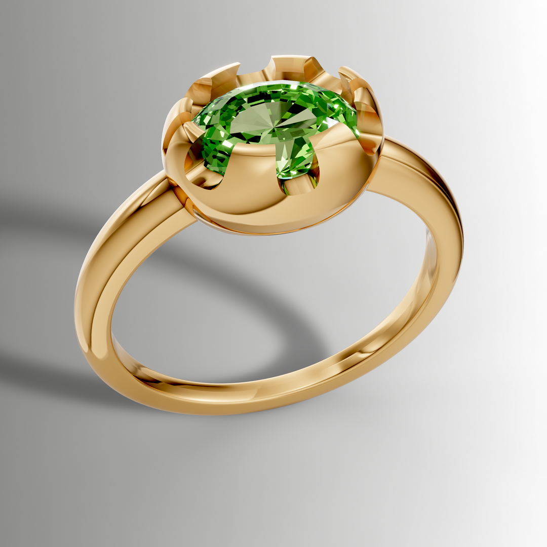 Victorian Inspired Belcher Ring for an Oval Stone