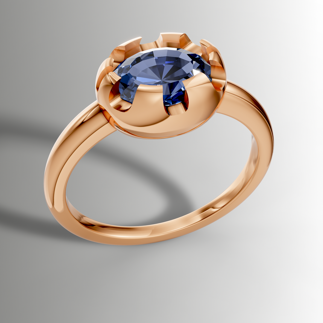 Victorian Inspired Belcher Ring for an Oval Stone