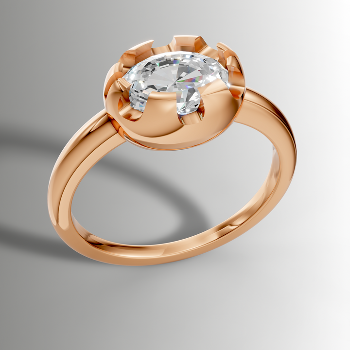 Victorian Inspired Belcher Ring for an Oval Stone