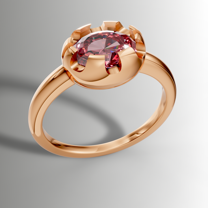 Victorian Inspired Belcher Ring for an Oval Stone