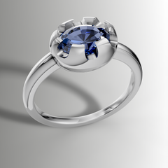 Victorian Inspired Belcher Ring for an Oval Stone