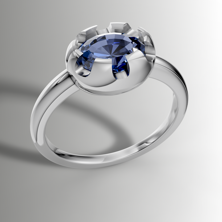 Victorian Inspired Belcher Ring for an Oval Stone