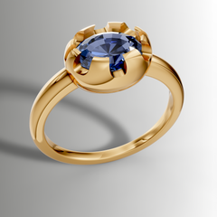 Victorian Inspired Belcher Ring for an Oval Stone
