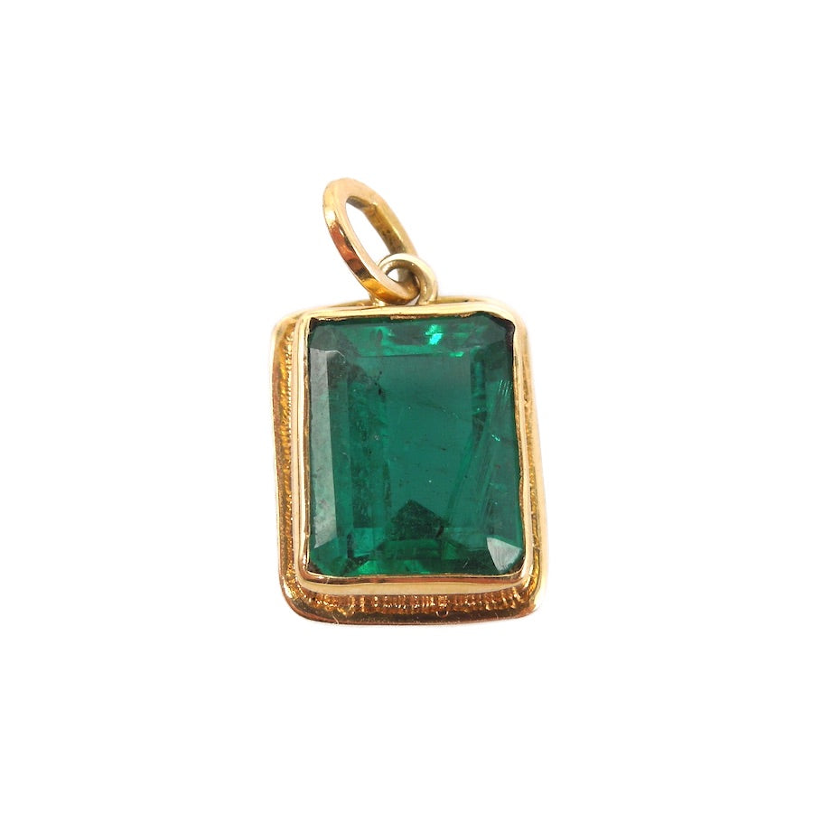 4.00 ct Emerald Cut Colombian Emerald in Yellow Gold Bezel