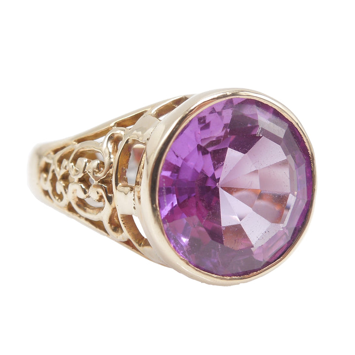 Large Bezel Set Pink Topaz in Yellow Gold