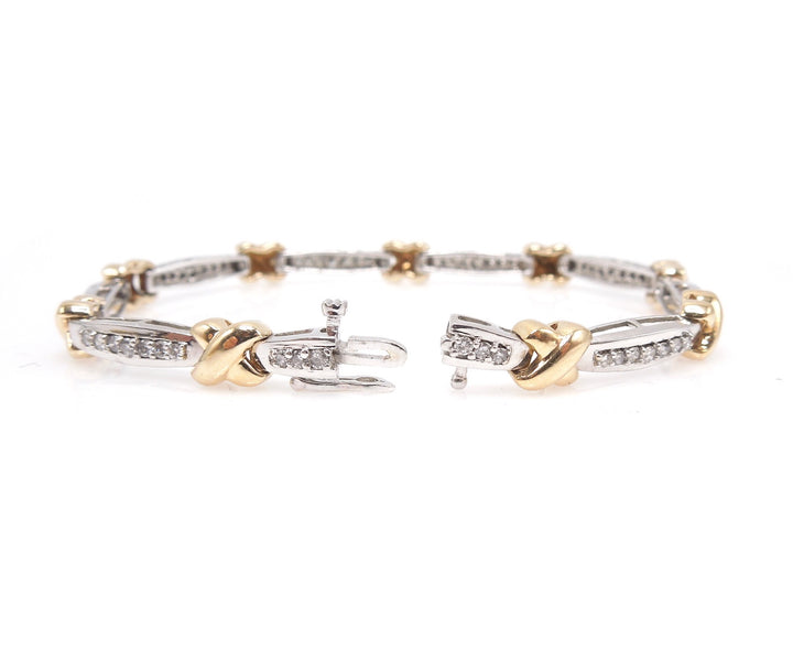 6.75 inch Bicolor 14K Yellow Gold and White Gold Diamond Bracelet
