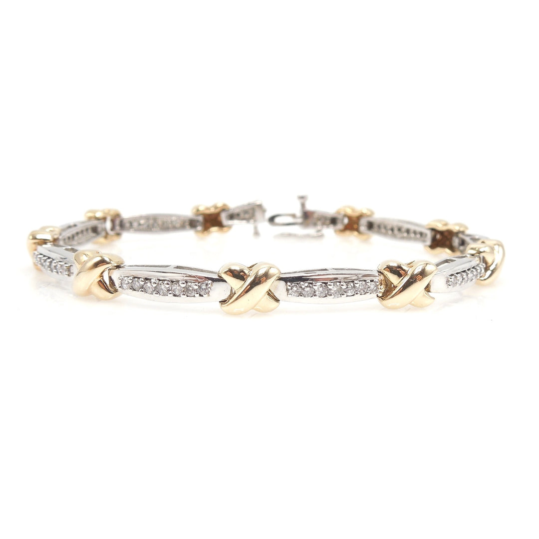 6.75 inch Bicolor 14K Yellow Gold and White Gold Diamond Bracelet