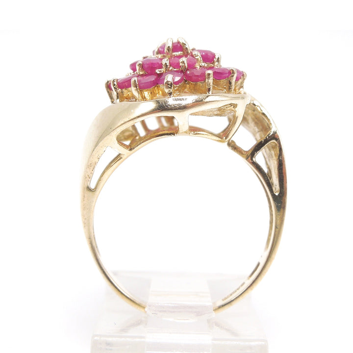 Teardrop Ruby Cluster in Yellow Gold Bypass Ring