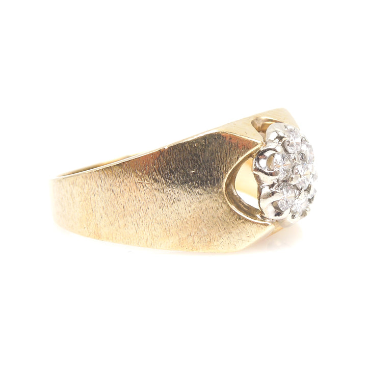 Heavy 14K Yellow Gold and Diamond Man's Ring