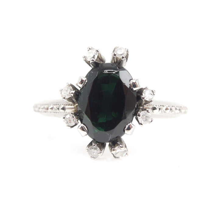 Oval Tourmaline Ring in White Gold with Diamond