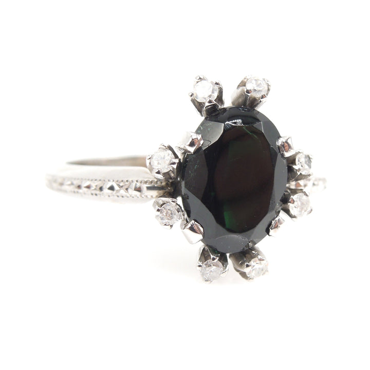 Oval Tourmaline Ring in White Gold with Diamond