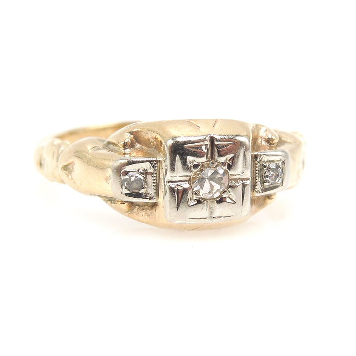 Original 1930s White and Yellow Gold Diamond Ring