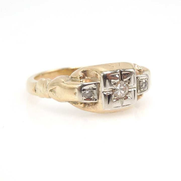 Original 1930s White and Yellow Gold Diamond Ring