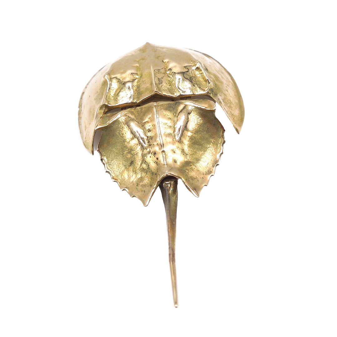 Large 14K Yellow Gold Articulated Horseshoe Crab Pendant Brooch