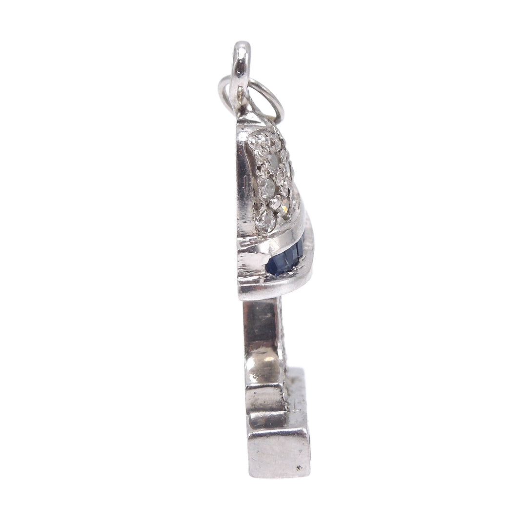 Platinum Hat Stand Pendant with Diamonds and Sapphires