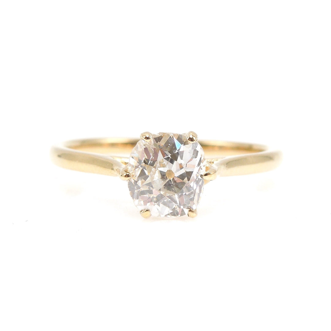 1.01ct Old Mine Cut Diamond Solitaire in 18K Yellow Gold