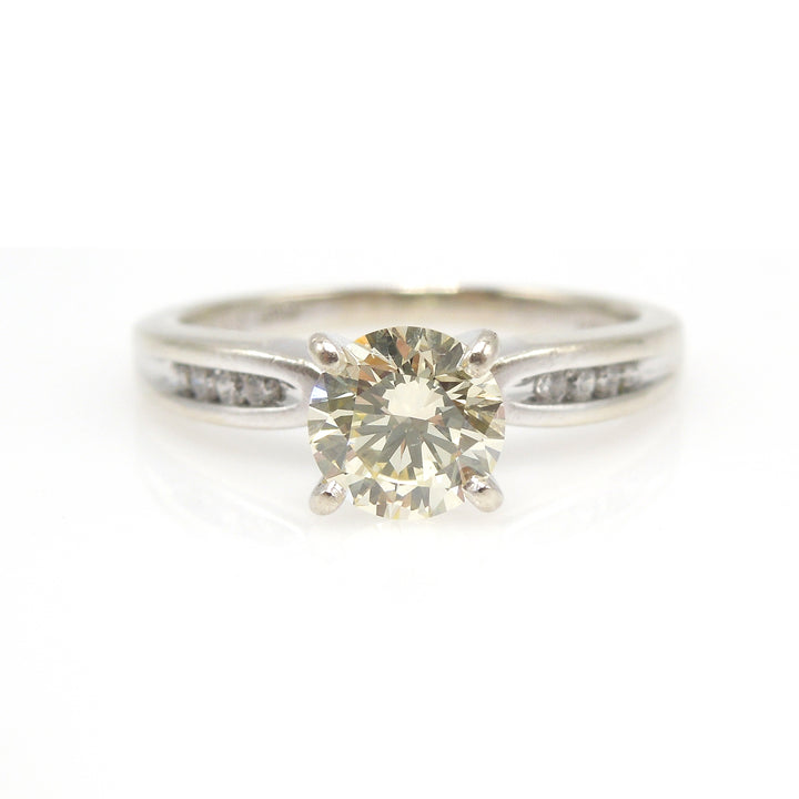 0.71ct Yellow Diamond Solitaire Engagement Ring in White Gold