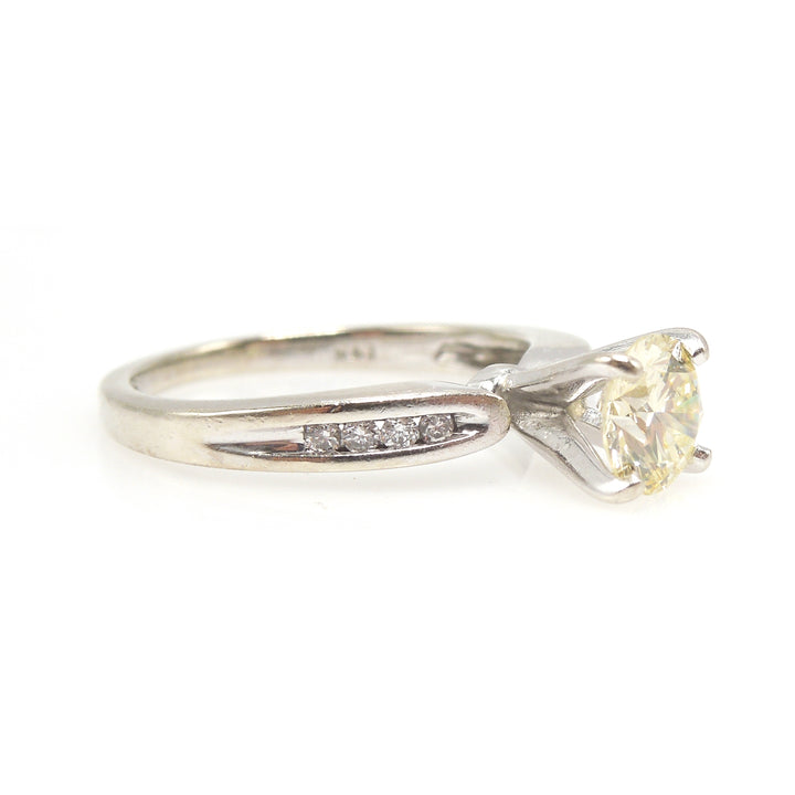 0.71ct Yellow Diamond Solitaire Engagement Ring in White Gold