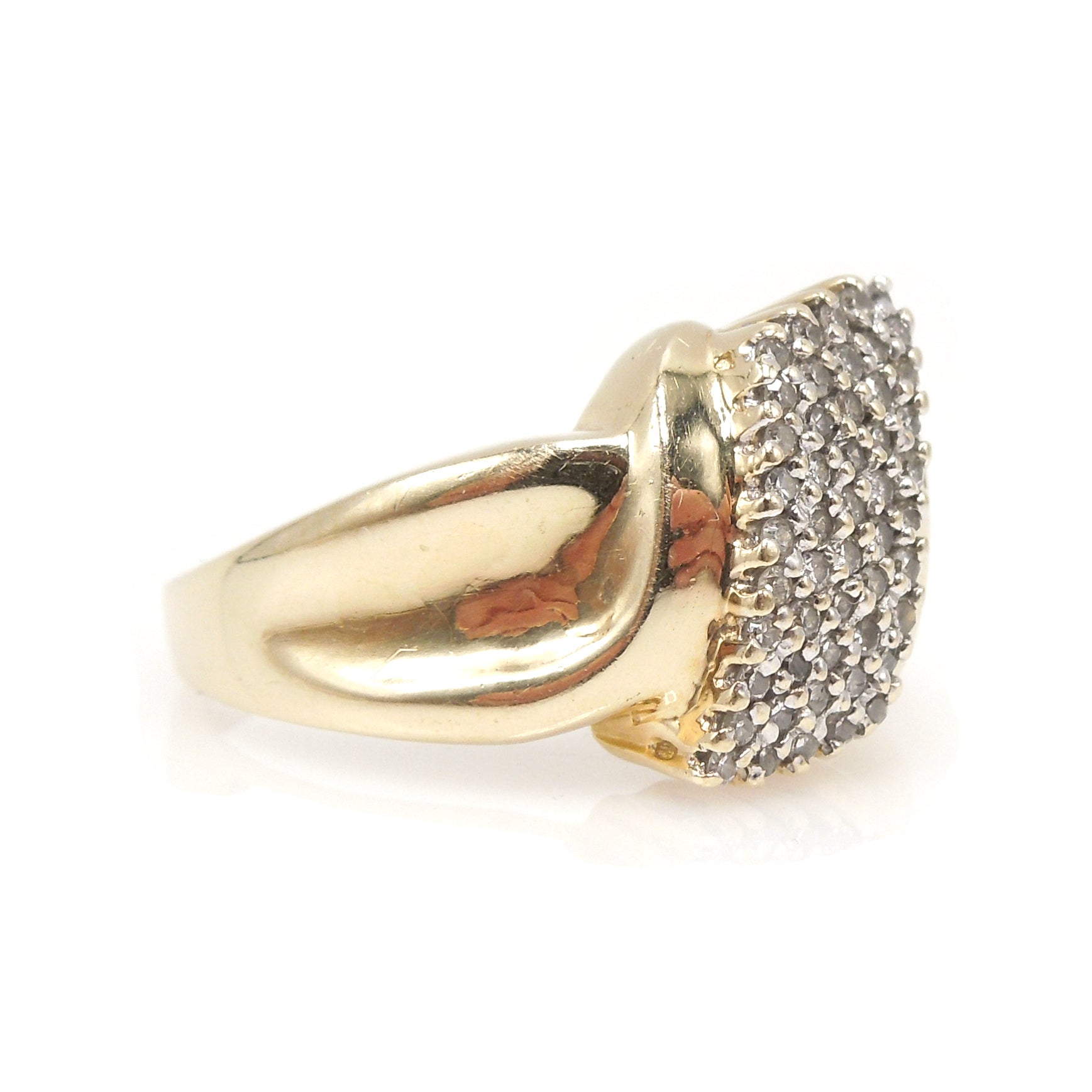 Vintage Micropavé Diamond and Gold Swirl Bypass Ring
