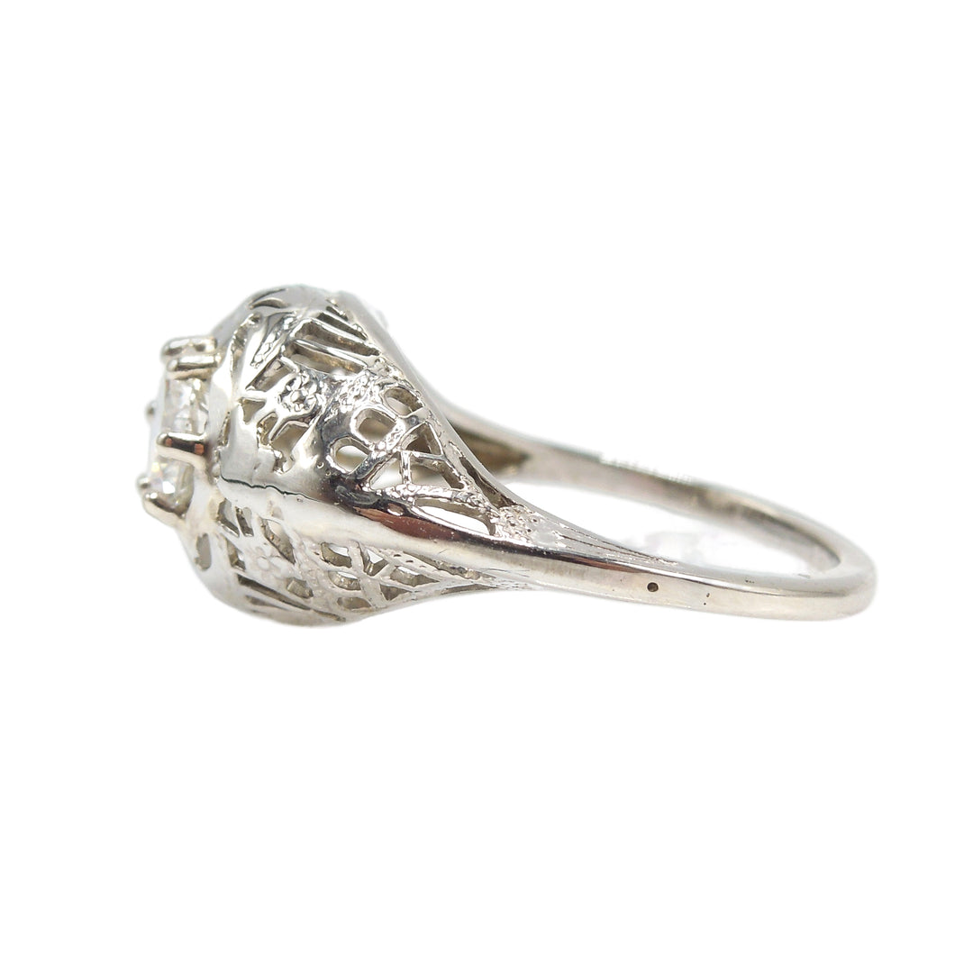 Half Carat Diamond in Beautifully Filigreed Art Deco Mounting