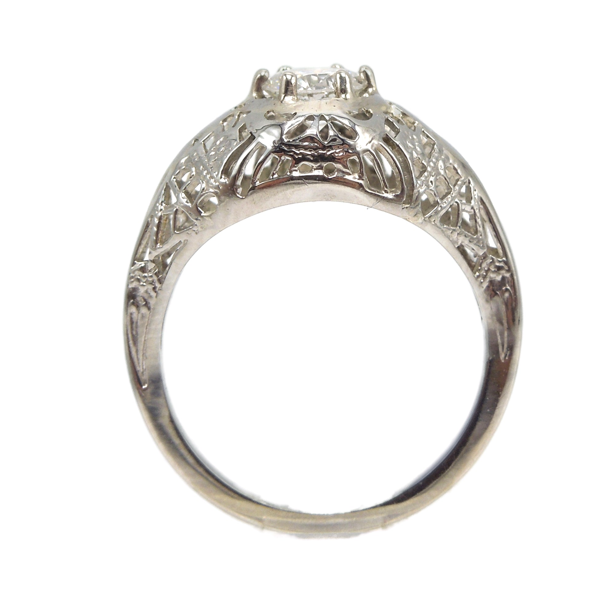 Half Carat Diamond in Beautifully Filigreed Art Deco Mounting