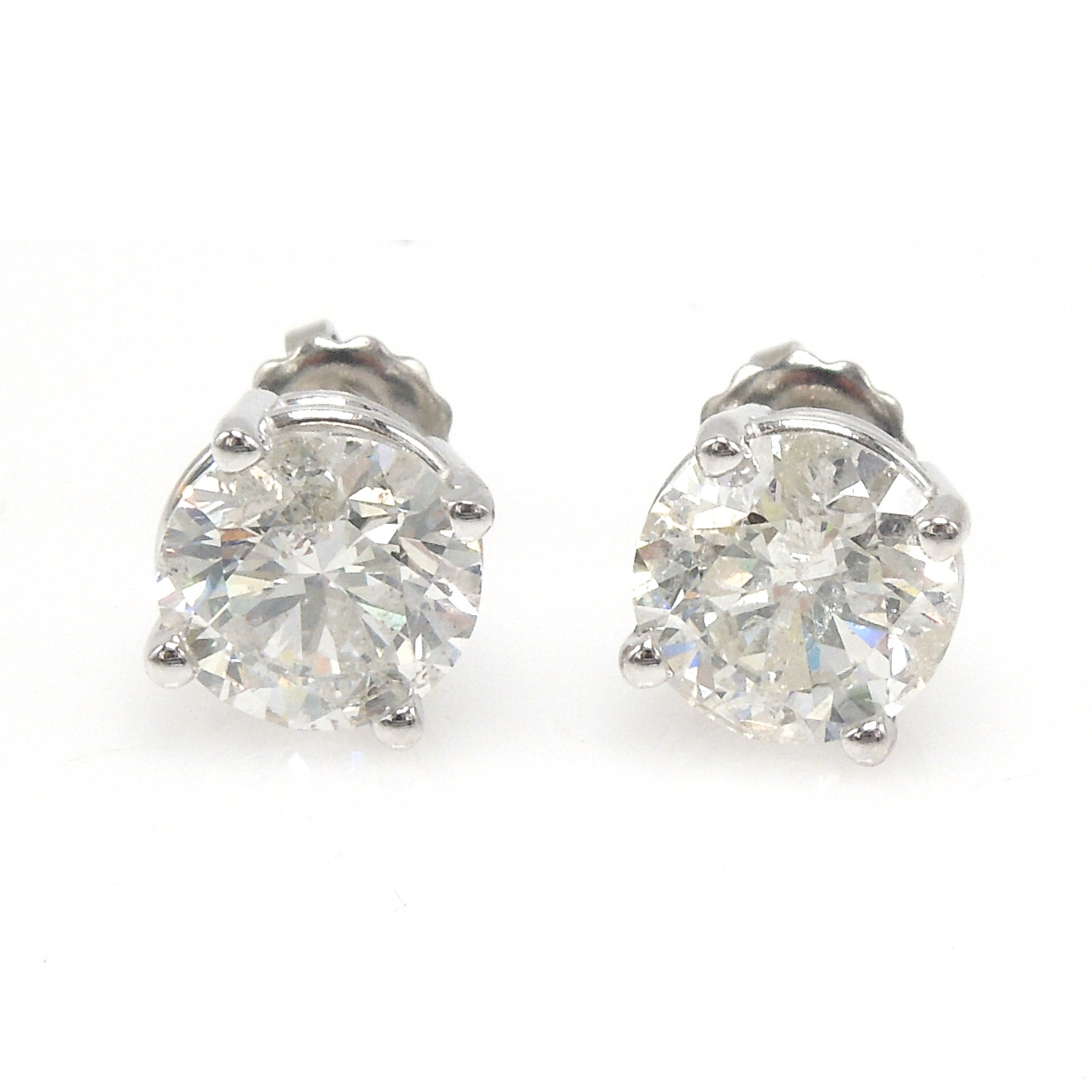 4.02ct Total Weight Diamond Stud Earrings in 14K White Gold Basket Setting