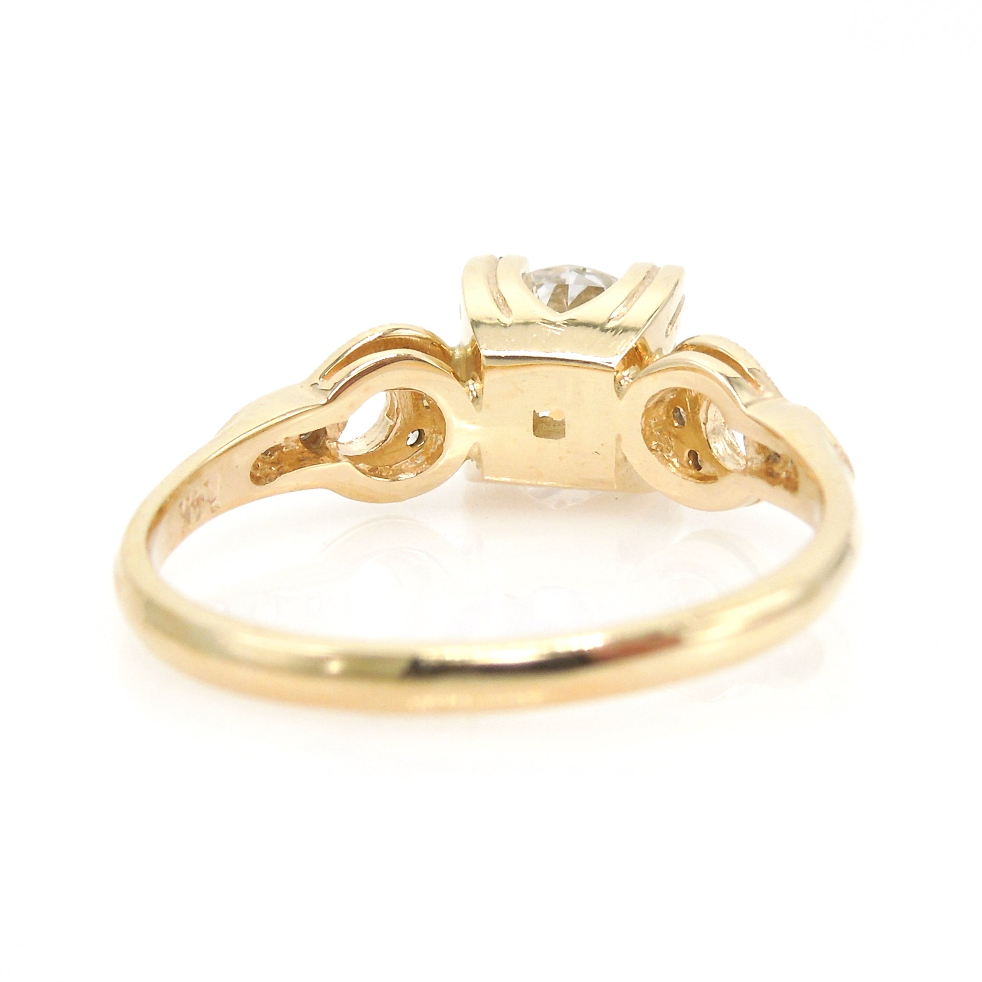 1.00 Carat Diamond Solitaire Engagement Ring with Crescent Accents