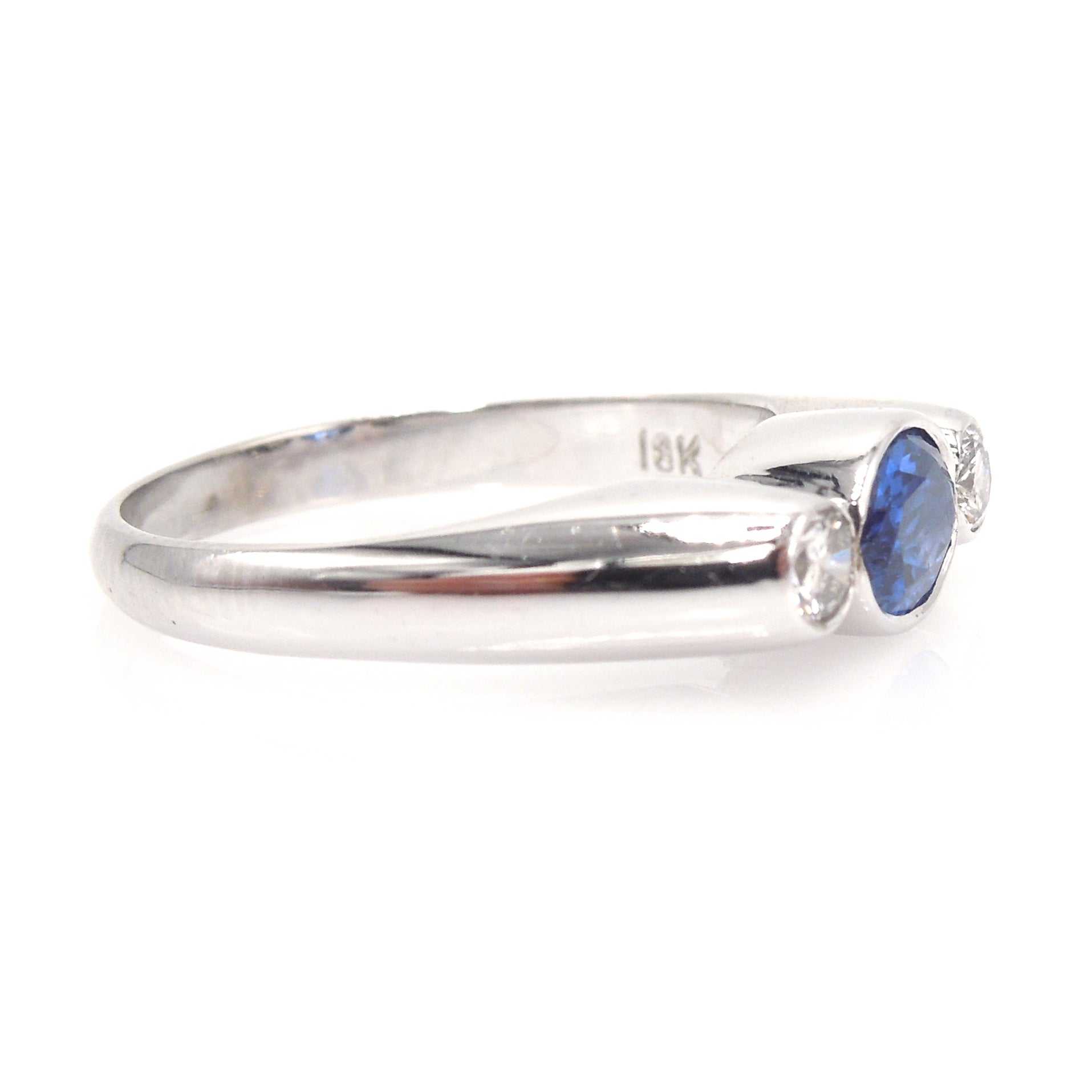 Natural Sapphire and Diamond Ring in 18K White Gold