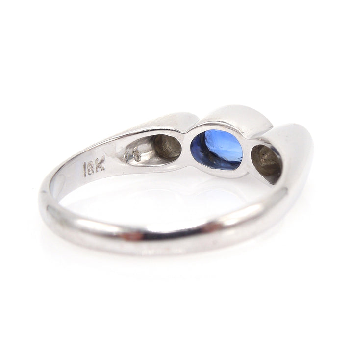 Natural Sapphire and Diamond Ring in 18K White Gold