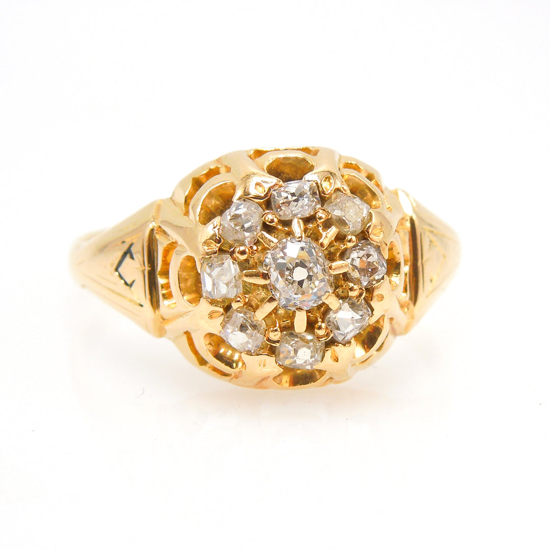 Classic Victorian Yellow Gold Diamond Cluster Ring