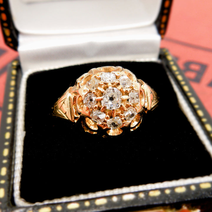 Classic Victorian Yellow Gold Diamond Cluster Ring