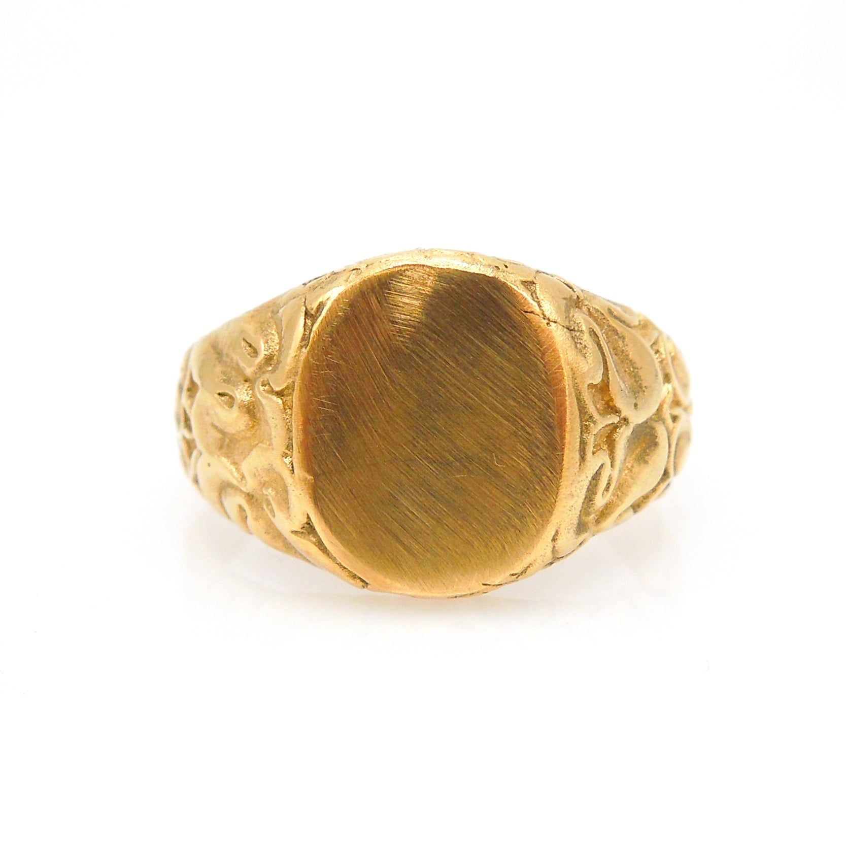 Arts and Crafts Style Yellow Gold Signet Ring