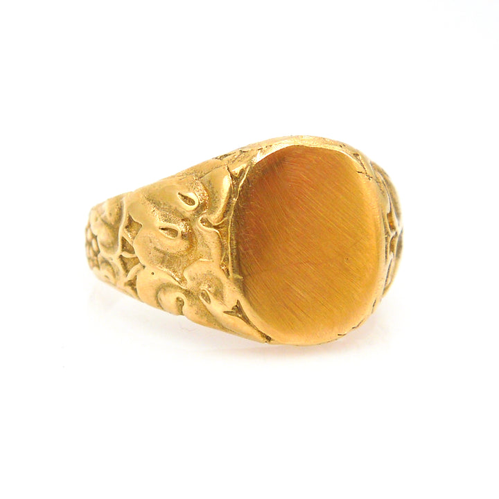 Arts and Crafts Style Yellow Gold Signet Ring