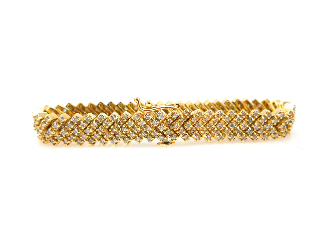 18K Yellow Gold and Diamond Bracelet Chevron Style Bracelet