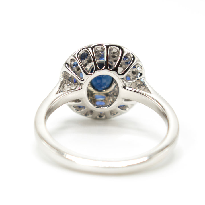 Art Deco Style Oval and French Cut Sapphire and Diamond Ring