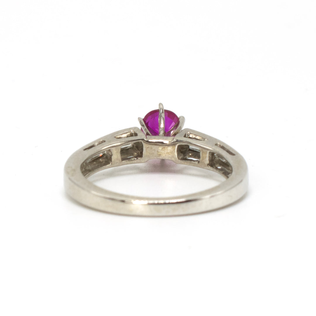 Half Carat Oval Ruby in White Gold Mounting with Diamonds
