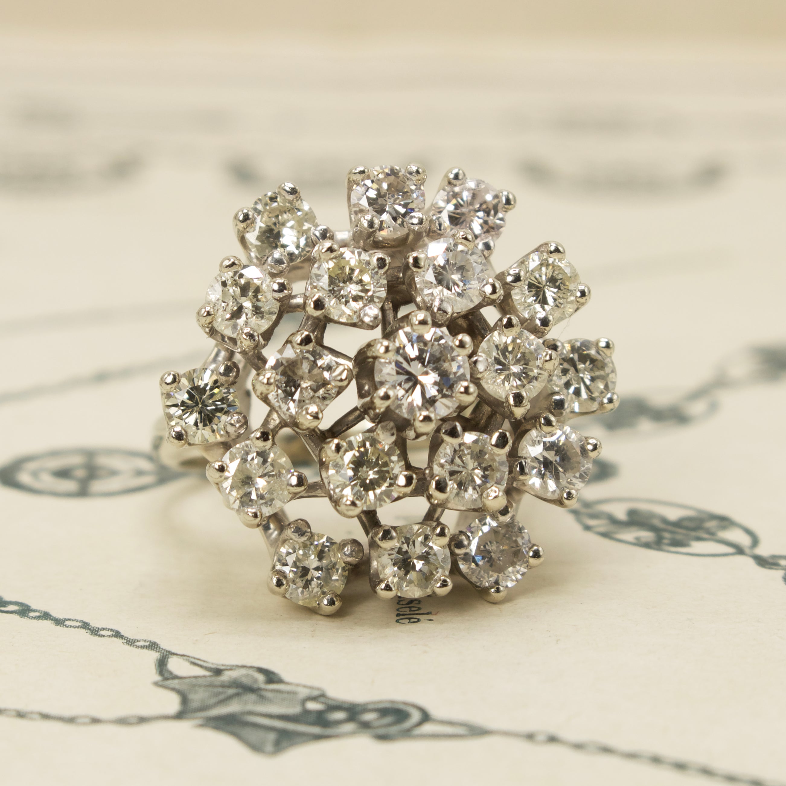 Champagne Diamond Asymmetric Cluster Ring – www.igorman.com