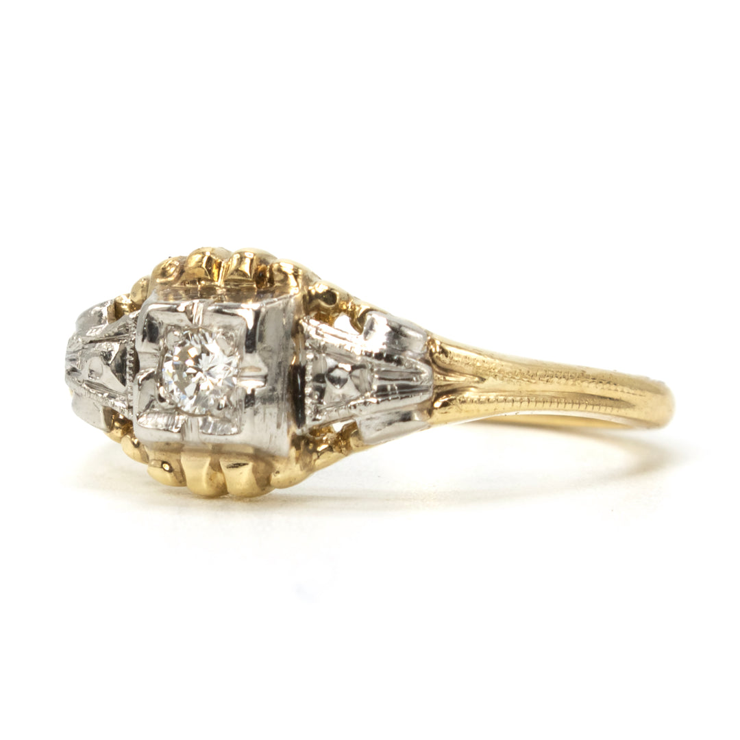 1930s Bicolor Gold and Diamond Engagement Ring