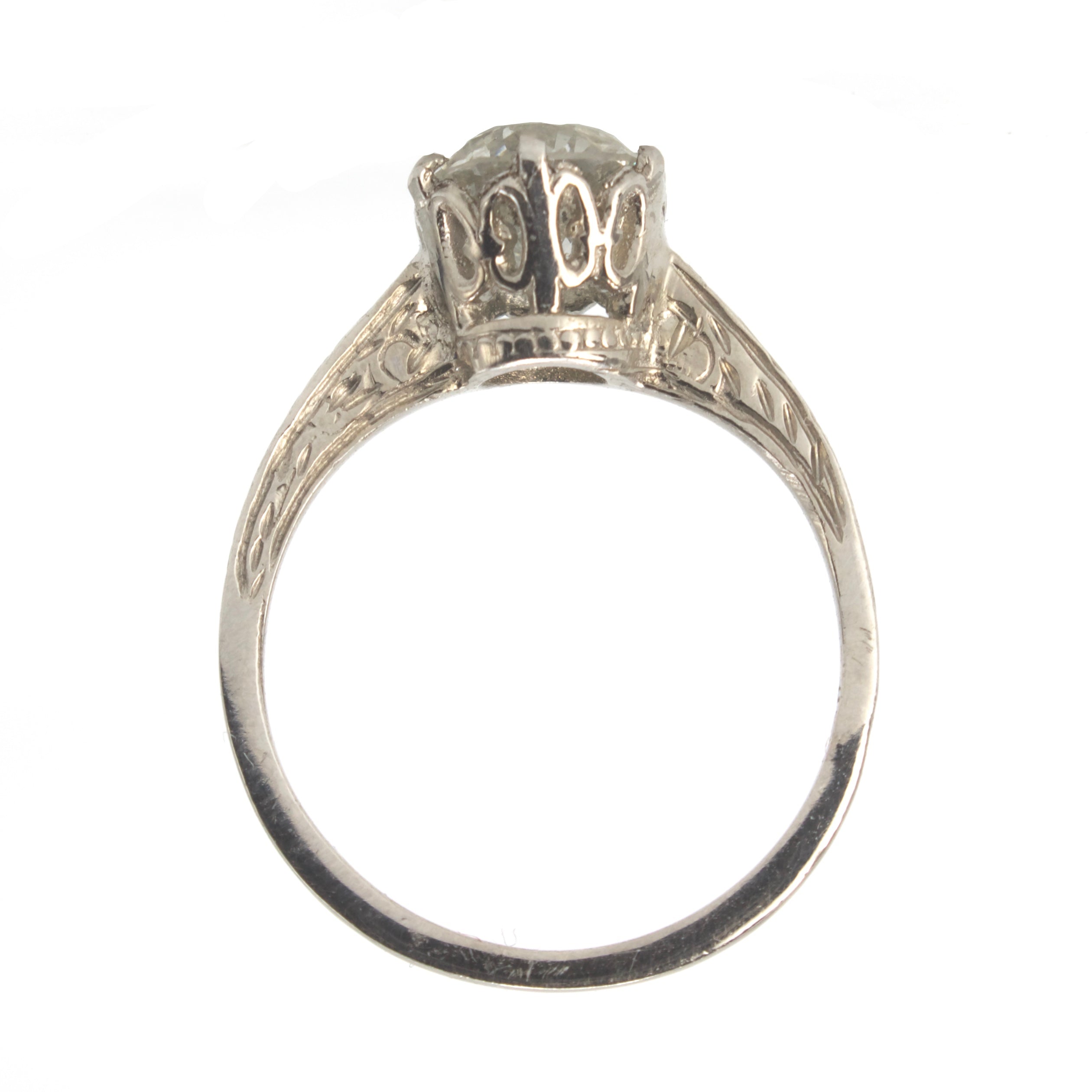 1.02 Carat Edwardian Style Diamond Solitaire Platinum Engagement Ring