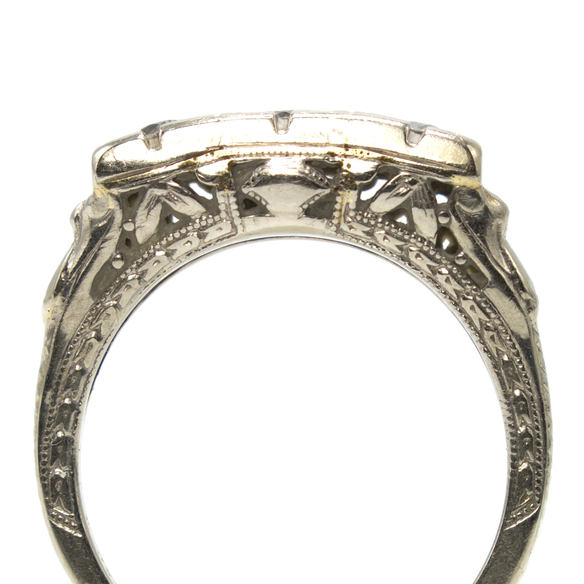 Three Stone White Gold Band