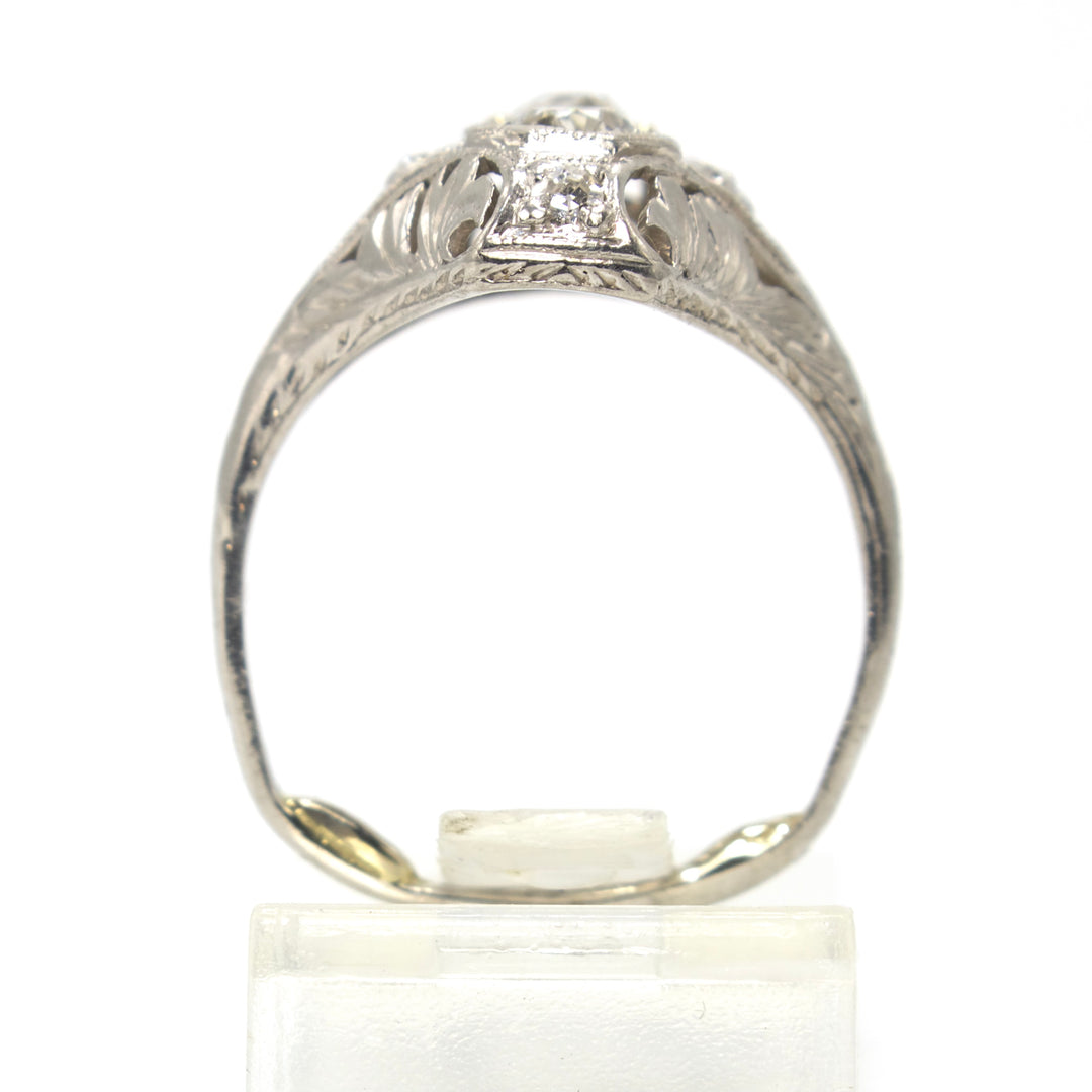 Platinum Toi-et-Moi Navette Art Deco Diamond Engagement Ring