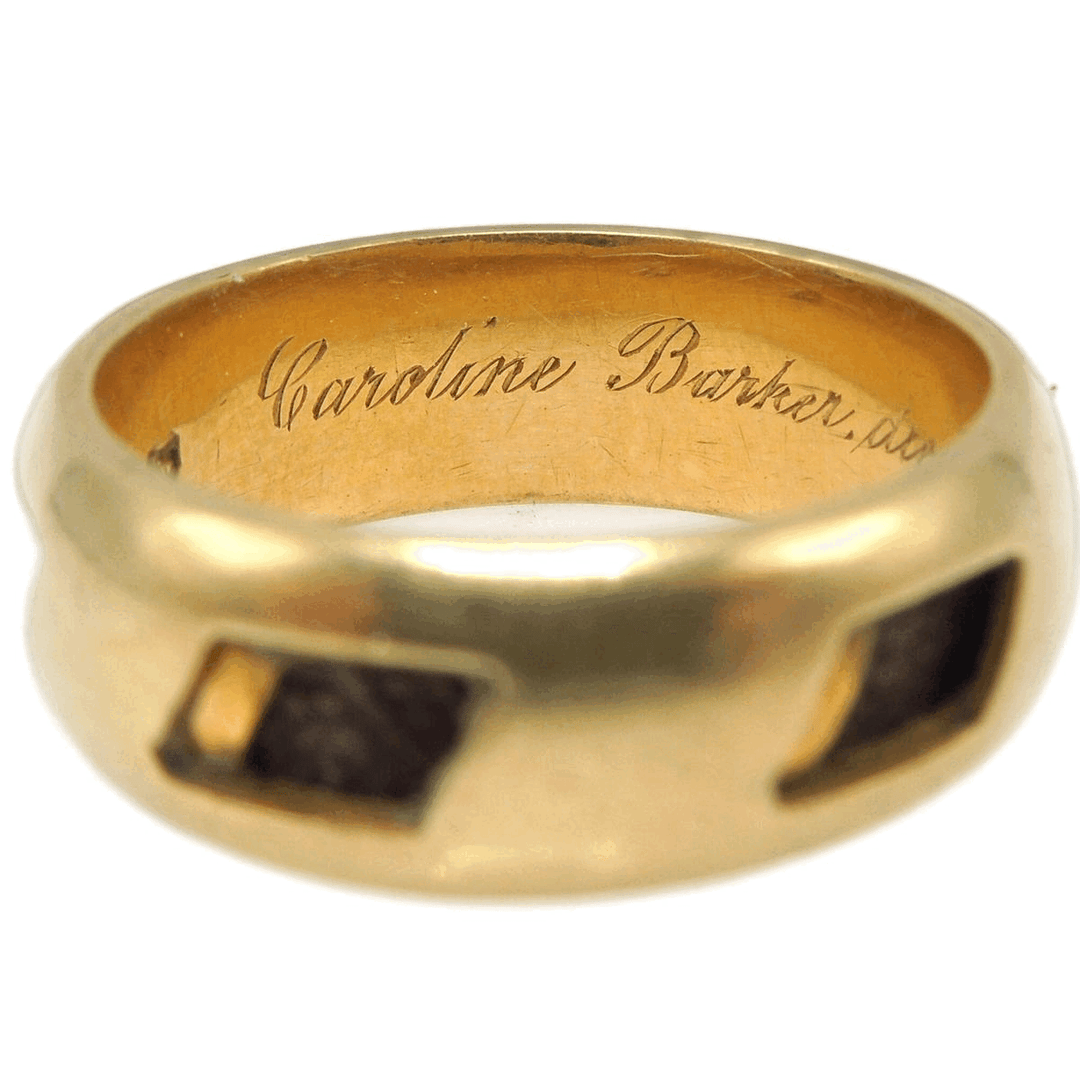 Antique Victorian Mourning Ring with Trap Windows and Hair Intact (ca. 1885)