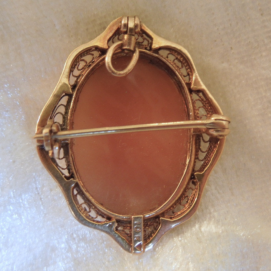 10K Yellow Gold Shell Cameo Pin/Pendant