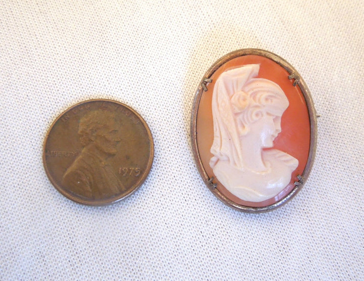 Vintage Victorian Style Shell Cameo Brooch Pendant