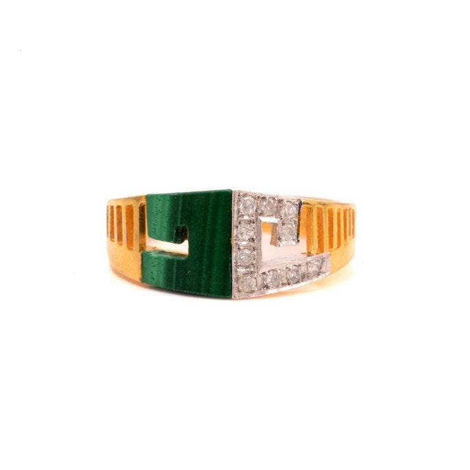 Malachite and Yellow Gold Diamond Ring