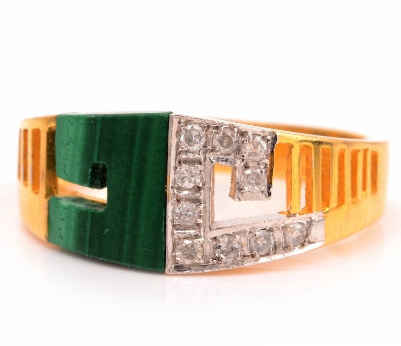 Malachite and Yellow Gold Diamond Ring
